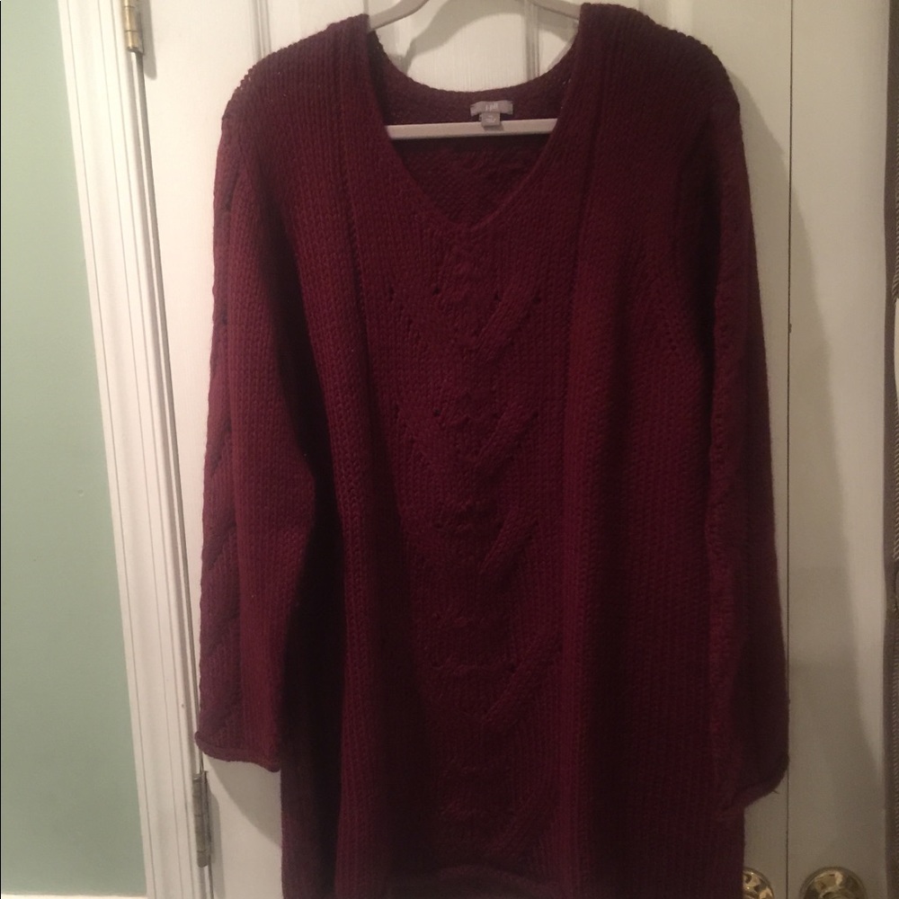 J. Jill cable knit tunic sweater maroon
